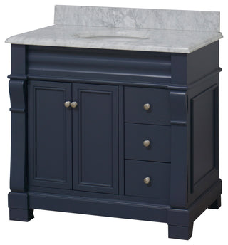 Westminster Bath Vanity, Base: Marine Gray, 36", Top: Carrara Marble