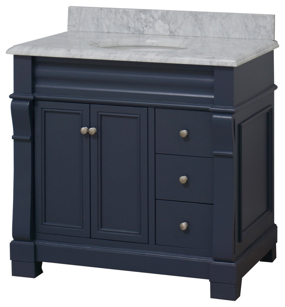 Westminster Bath Vanity, Base: Marine Gray, 36", Top: Carrara Marble