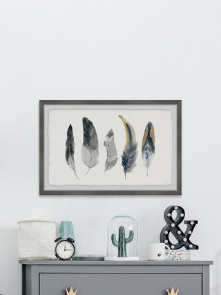 "Shaded Feathers" Framed Painting Print, 30"x20"