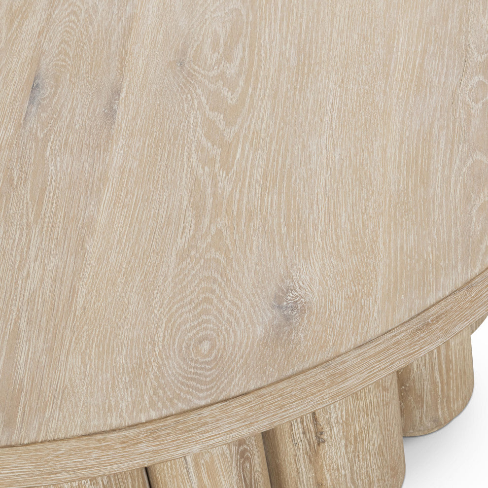 Tiber Round Wood Coffee Table by Kosas House, Whitewash