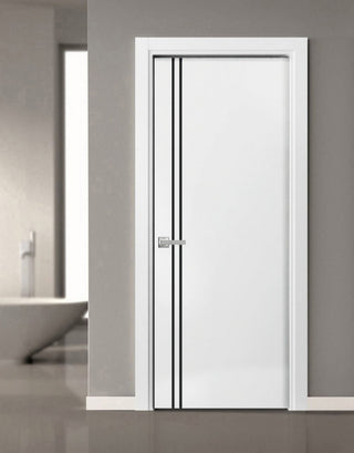 Solid French Door 18 x 80 | Planum 0016 White Silk with| Bathroom