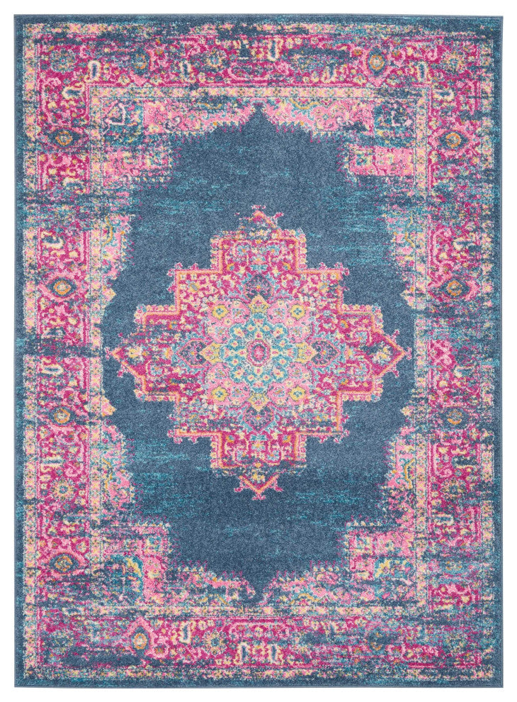 5' X 7' Blue Power Loom Area Rug