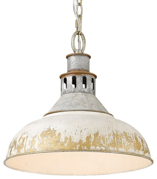Golden Lighting 0865-L Kinsley 14"W Pendant - Aged Galvanize Steel / Antique