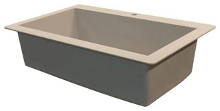 Radius 33" silQ Granite Single Bowl Kitchen Sink with 4 Holes in Cafe Latte
