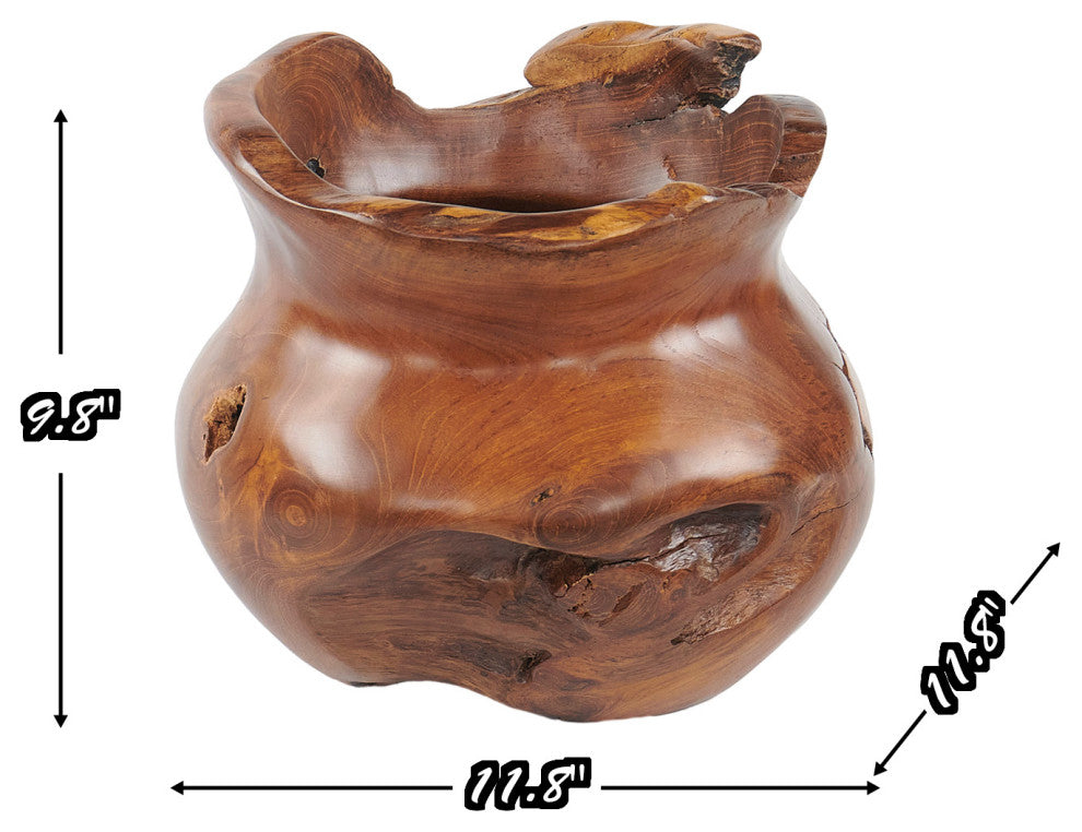 Cowak Teak Wood Vase, Natural