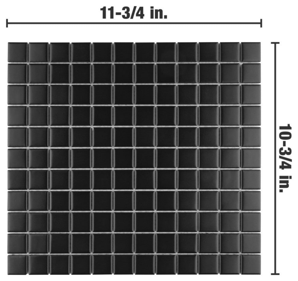 Metro 1" Square Matte Black Porcelain Floor and Wall Tile
