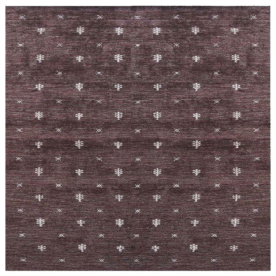 HAND KNOTTED LOOM SILK ECO-FRIENDLY RUGS-6'x6',Square,Brown White,Contemporary