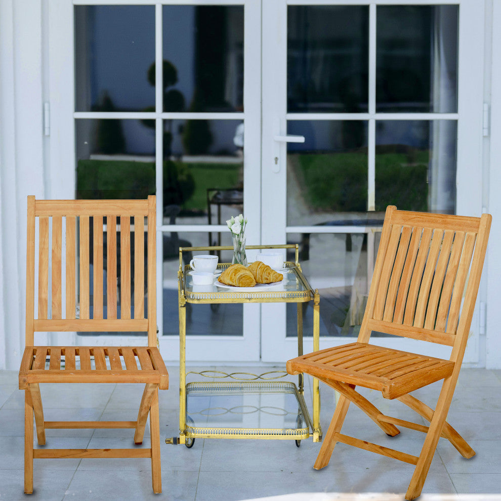 Seven Seas Teak Folding Outdoor Patio Side Chair, Set of 2