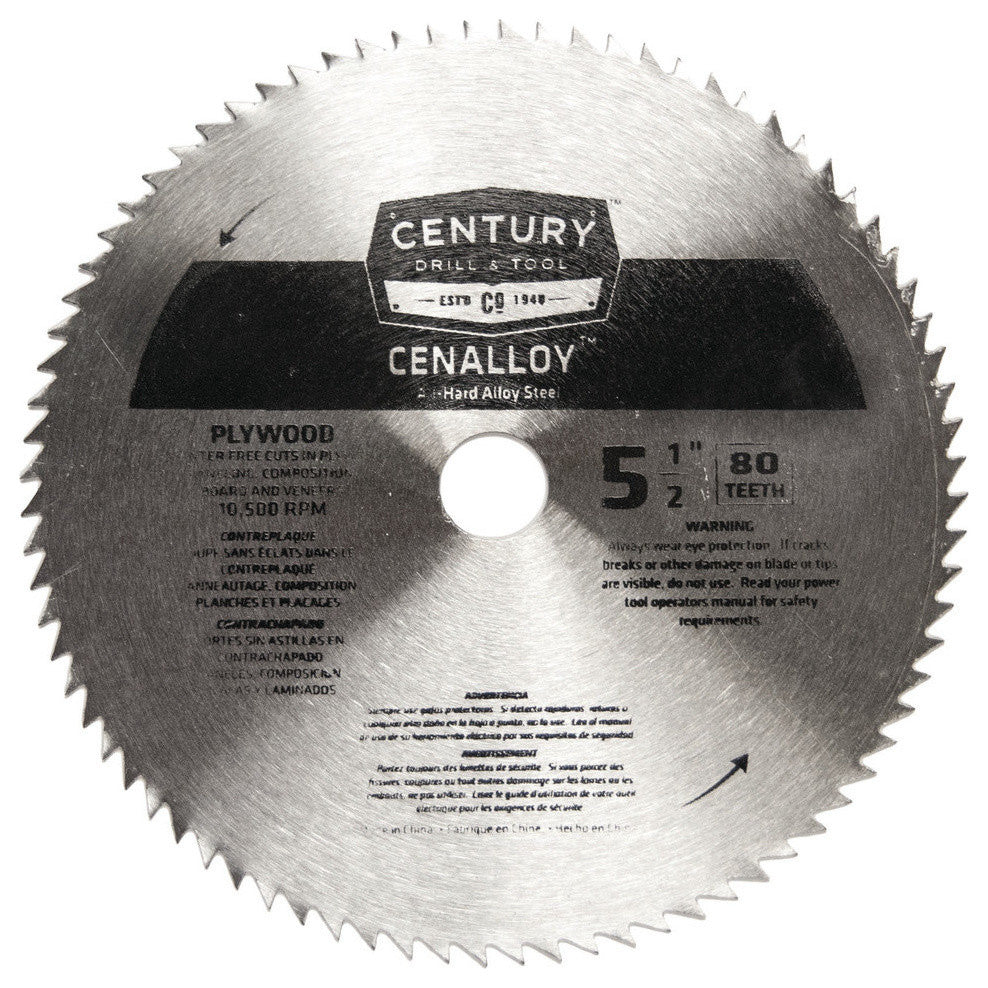 Cenalloy Alloy Steel Plywood Circular Saw Blade, 5.5"x80T