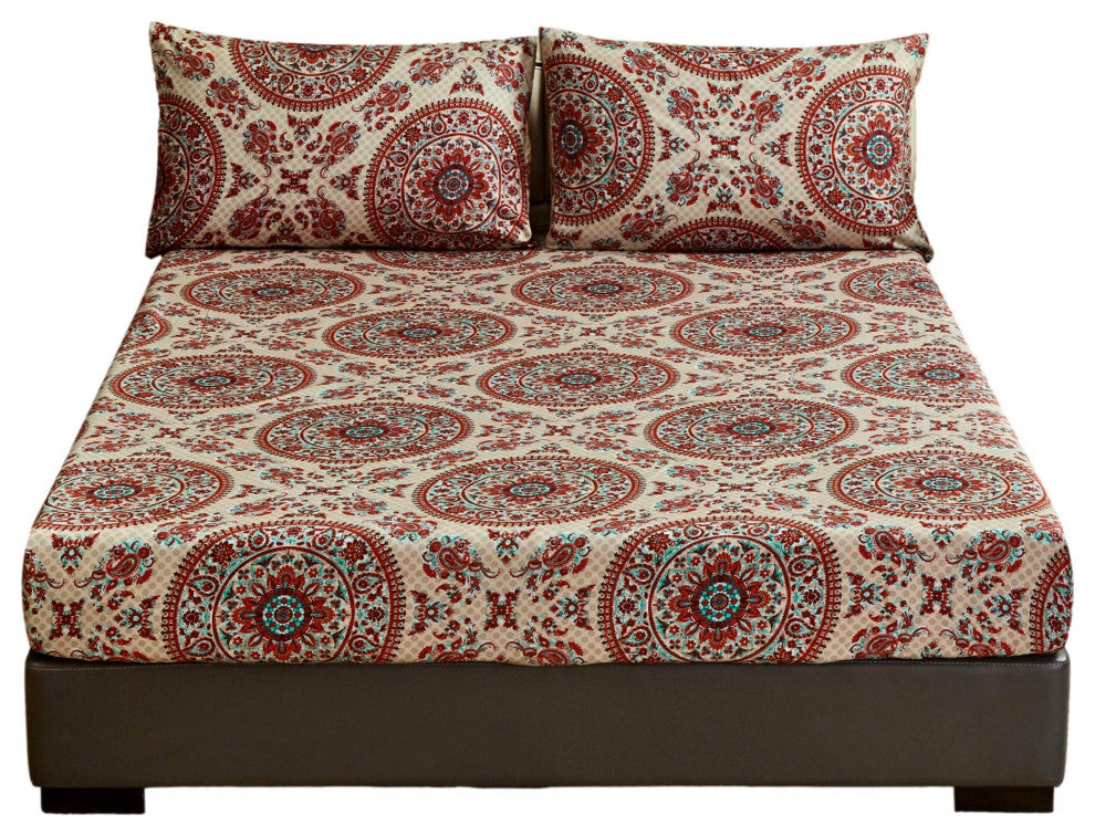 Tache Bohemian Chic Mandala Paisley Fitted Sheet, Full