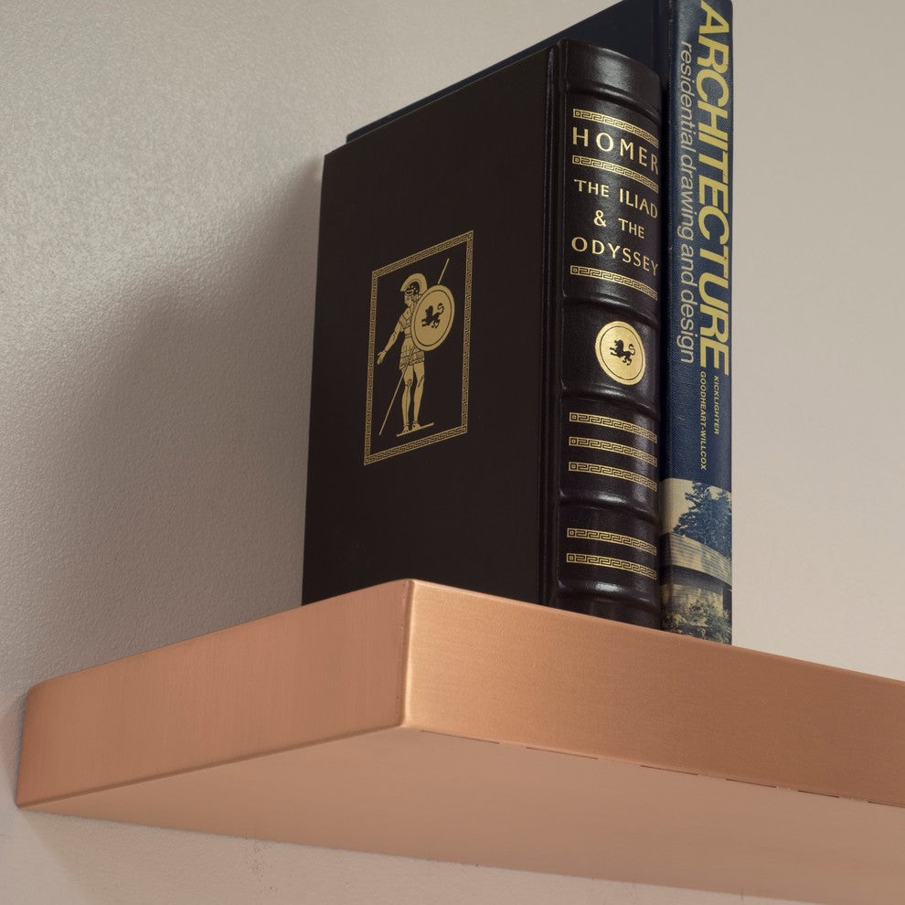Floating Shelf, Copper, Seamless, Brushed Finish, 24" Width