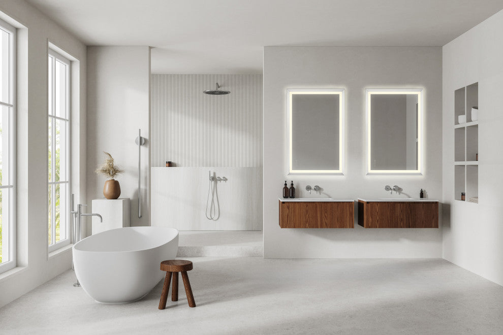 Artell Rectangular Mirror - 24" x 36", Brushed Silver