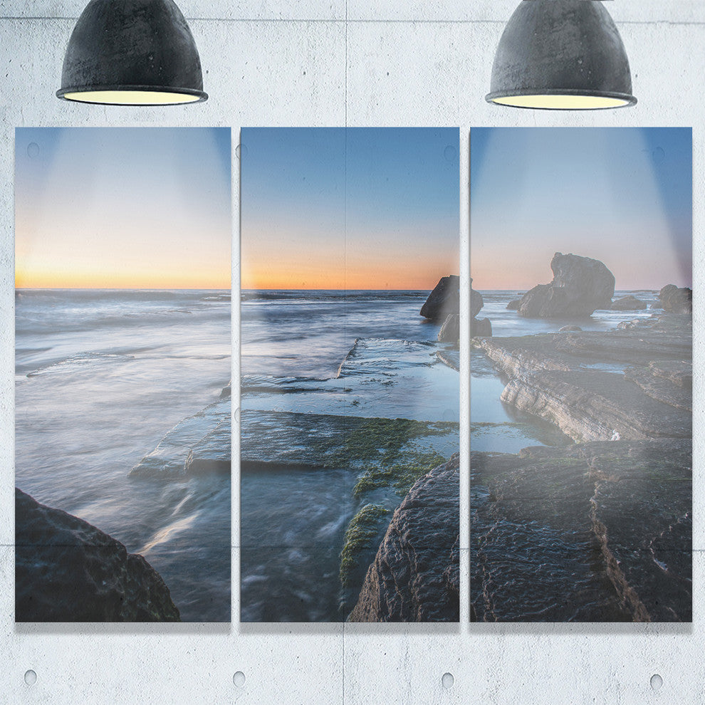 "Bluish Sea Waters at Sydney Beach" Metal Wall Art, 3 Panels, 36"x28"