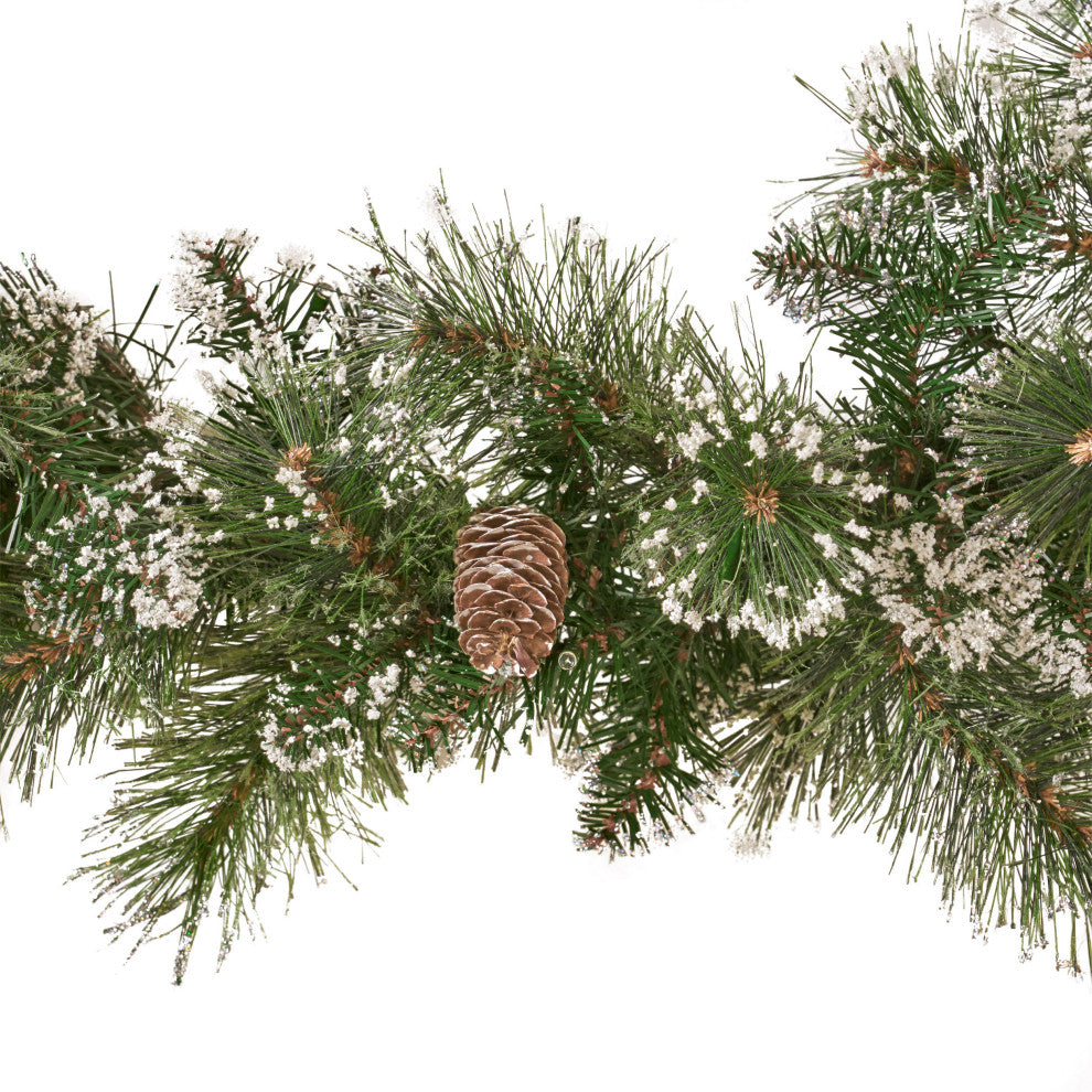 9' Mixed Spruce LED Artificial Christmas Garland, Green