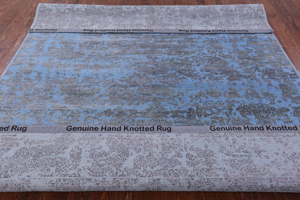 Wool and Silk Modern Handmade Rug 7' 10" X 10' 1" Q9138