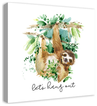 Let's Hang Out Sloth 24x24 Canvas Wall Art