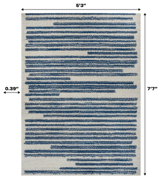 Khalil Modern Berber Stripe Cream/Navy 3 ft. x 5 ft. Area Rug