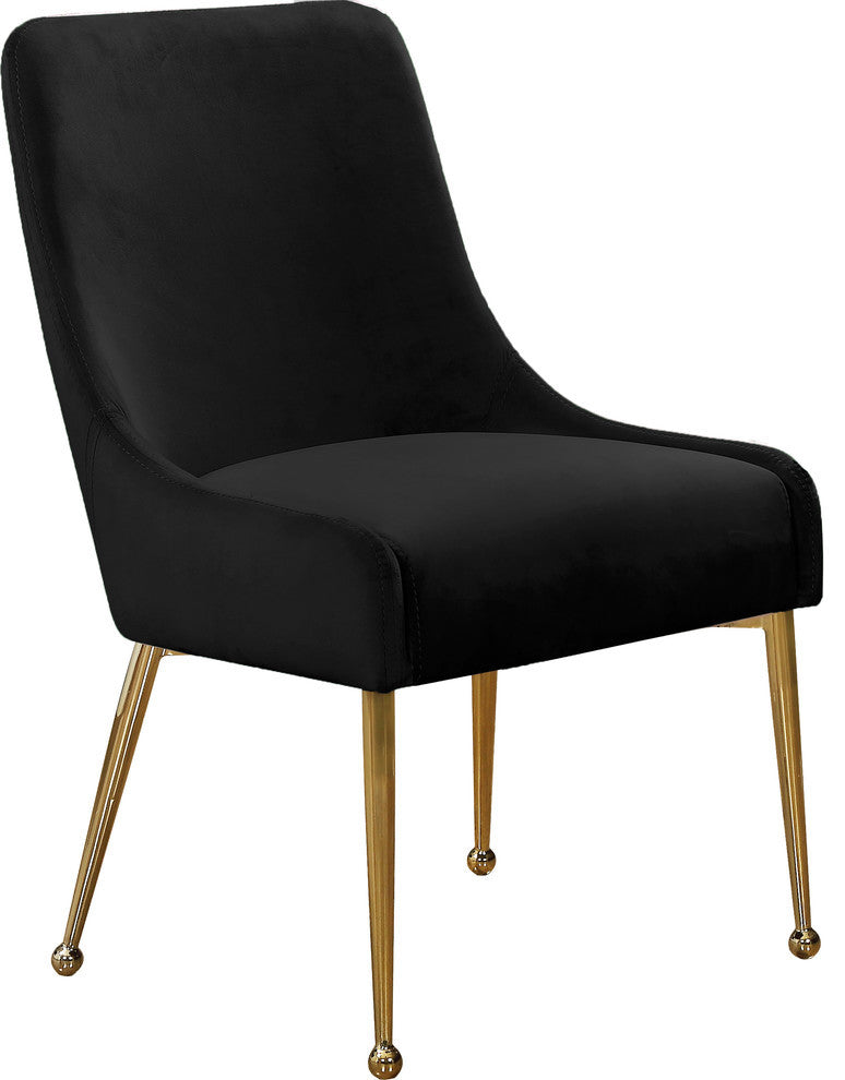Owen Velvet Dining Chair, Set of 2, Black