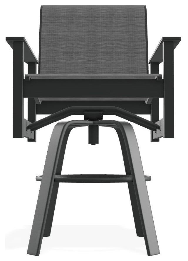 Leeward Sling Bar Height Outdoor Swivel Armchair, Collect Charcoal/Graphite