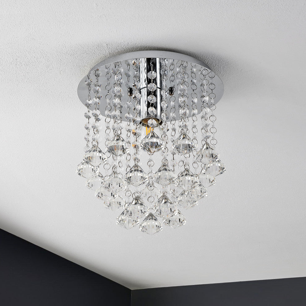 Lillibet 9.88" 1-Light Transitional Iron LED Semi Flush Mount, Chrome/Clear