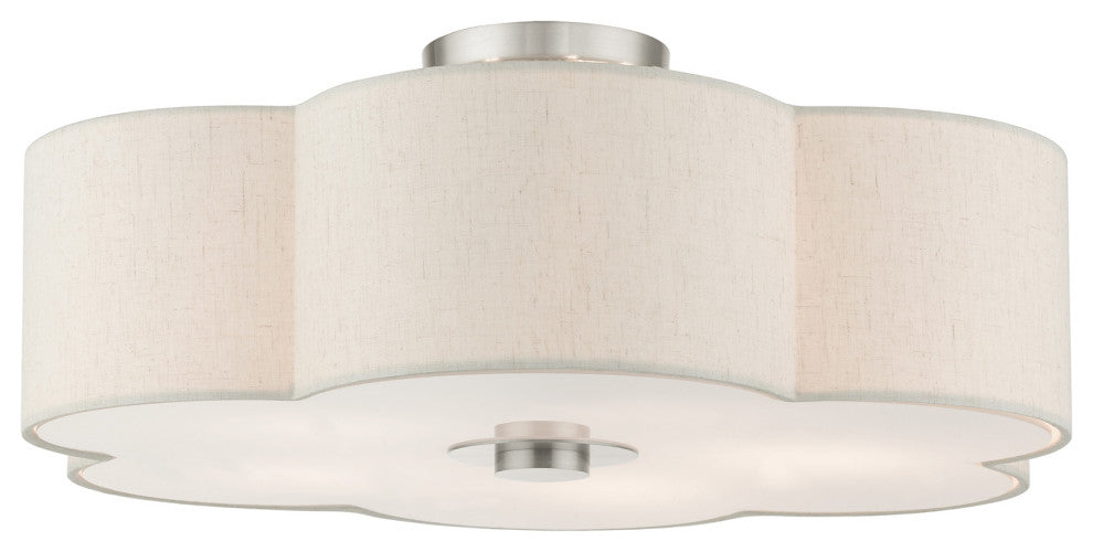 Brushed Nickel French Country, Floral, Transitional, Semi Flush