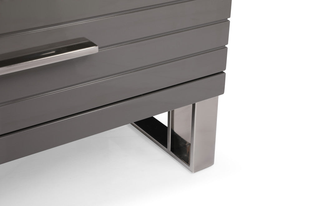 Modrest Splendor Grey High Gloss Slatted Chest