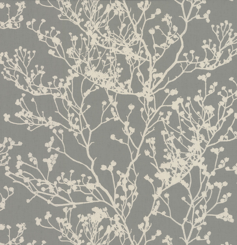 Brown Budding Branch Silhouette Wallpaper
