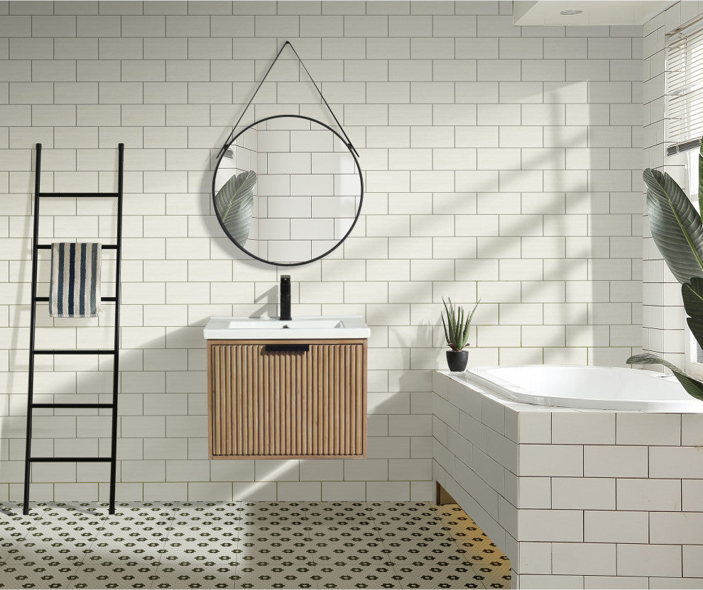 Ari Kitchen and Bath San Diego Bath Vanity, Weathered Fir, 24", Floating