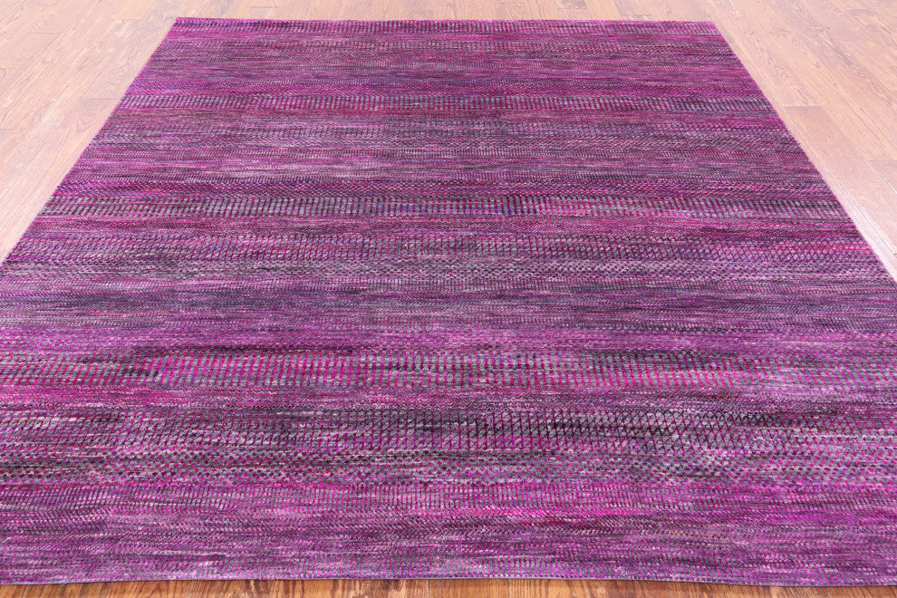 7' Square Wool and Silk Super Savannah Gabbeh Hand Knotted Rug Q6095