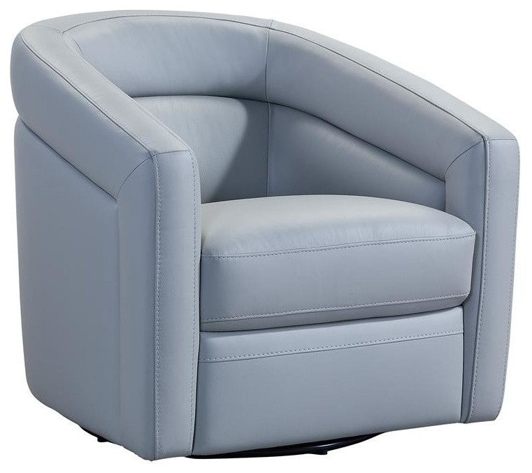 Desi Contemporary Swivel Accent Chair in Dove Gray Genuine Leather