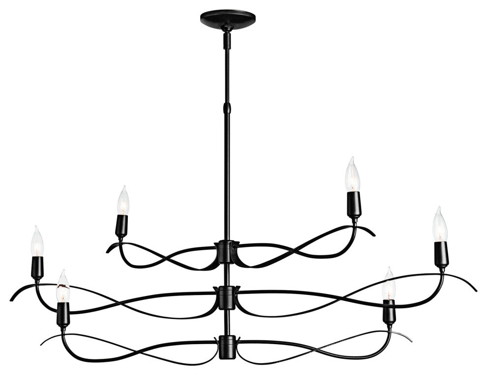 Willow 6-Light Small Chandelier, Black Finish, Standard Overall Height
