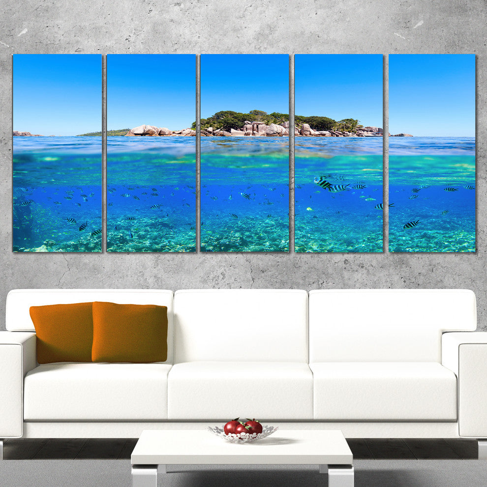 "Under and Above the Waters" Seascape Canvas Photo Print, 5 Panels, 60"x28"