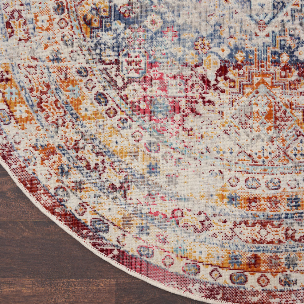 Nourison Vintage Kashan 6' x Round Multicolor Vintage Indoor Area Rug