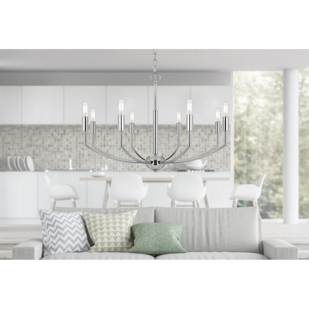 Maxton Chrome Metal Chandelier, Fx-3807-8