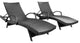 2 Pack Outdoor Wicker Chaise Lounges with Metal Frame and Armrests