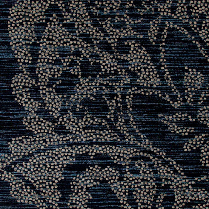 Bastille Large Damask Blue 5'3" Round Area Rug