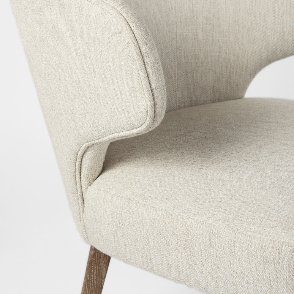 Niles Cream Fabric Seat With Brown Solid Wood Frame Wingback Dining Chair