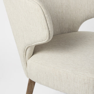 Niles Cream Fabric Seat With Brown Solid Wood Frame Wingback Dining Chair