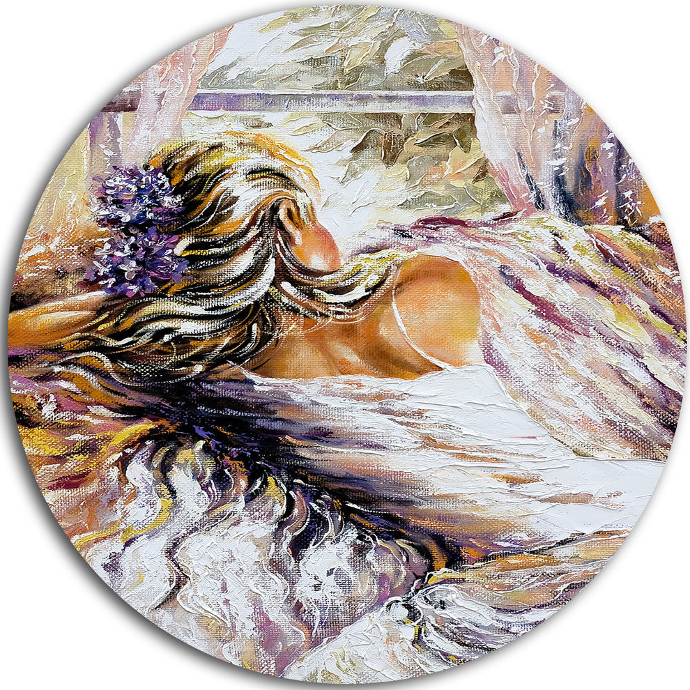 The River Over The Girl, Abstract Round Metal Wall Art, 36"
