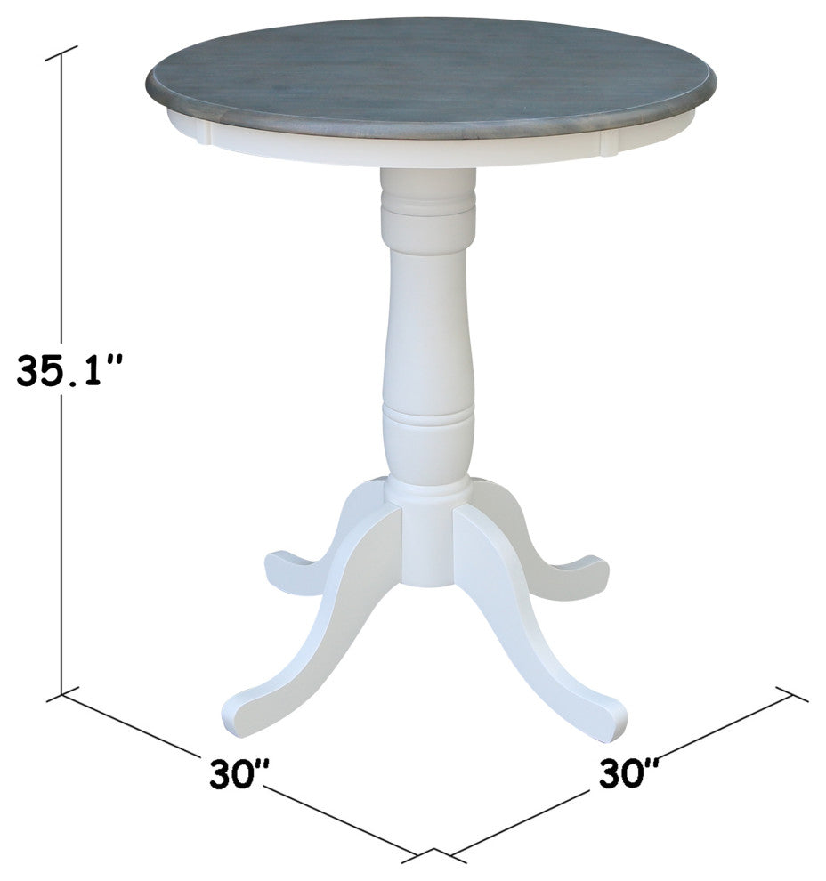 Round Top Pedestal Table, White/Heather Gray, 30 Inch Round