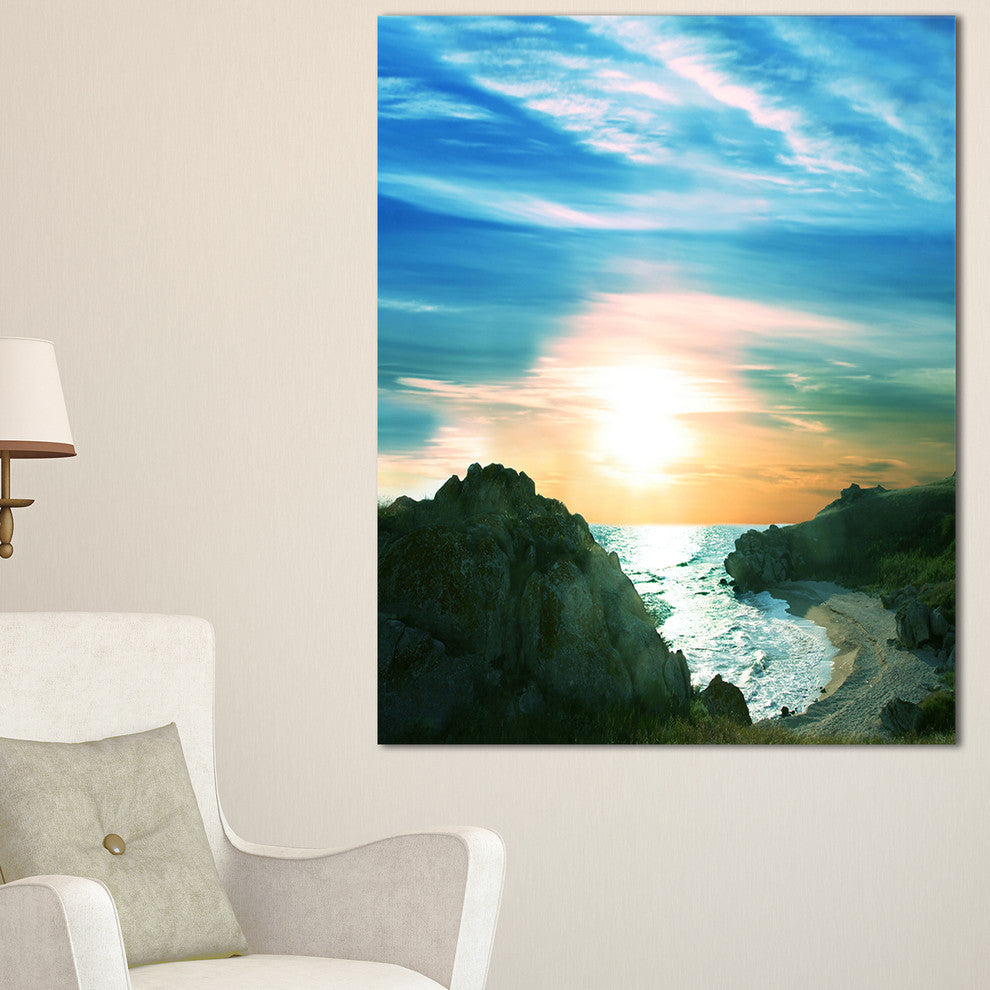 "White Waters Among Beach Hills" Seashore Canvas Print, 20"x40"