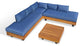Alden 4-Piece Teak Aluminum Outdoor Patio Sectional Sofa Set with Cushions, Spectrum Indigo Acrylic