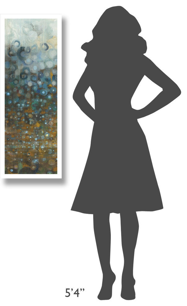 "Blue and Bronze Dots V" Digital Paper Print by Danhui Nai, 14"x38"