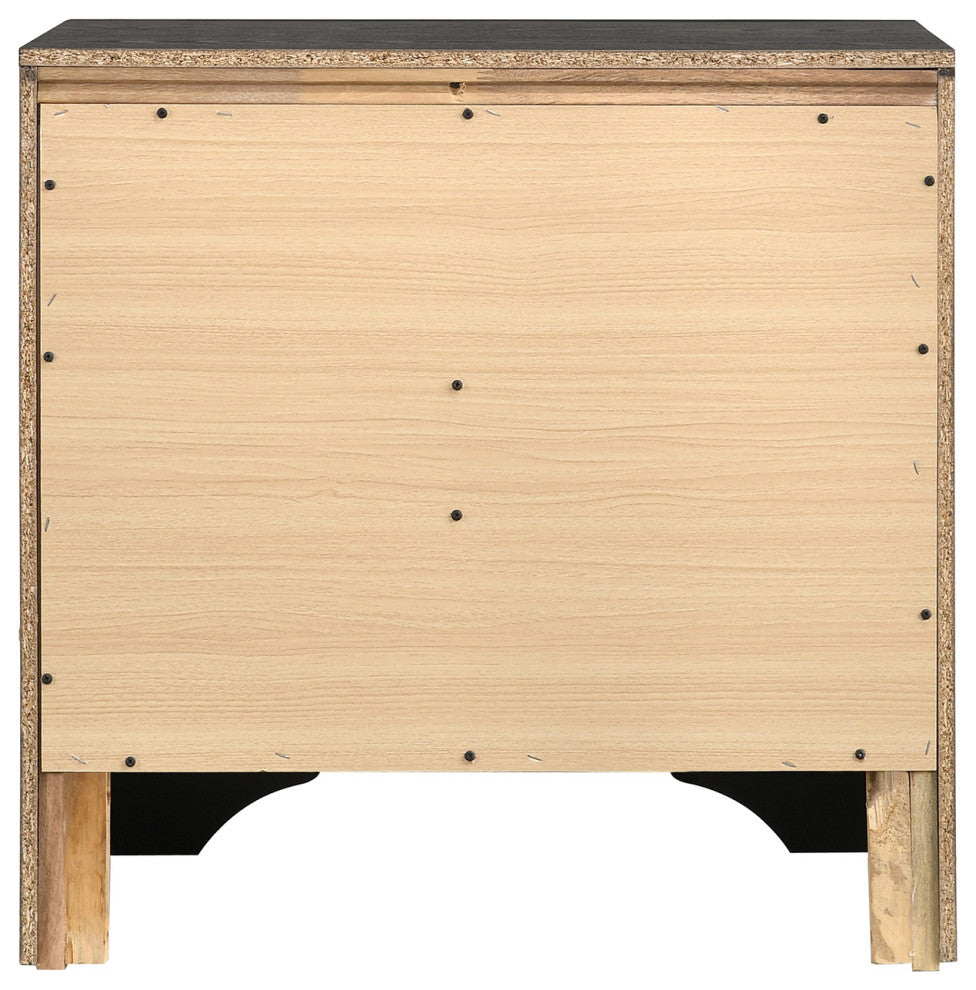 3 Drawers Wooden Nightstand With Hide Drawer Design, Black