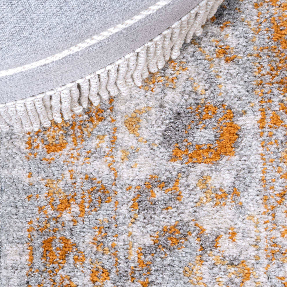 Indhira Ornate Medallion Persian Orange/Cream 2 ft. x 8 ft. Runner Rug