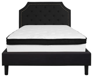 Brighton Tufted Upholstered Platform Bed and Memory Foam Pocket Spring Mattress,