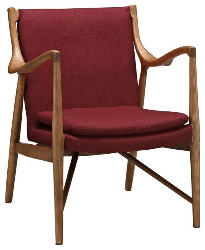 Modern Maple Red Makeshift Upholstered Lounge Chair