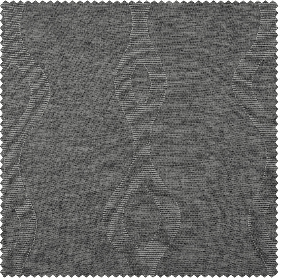 Vega Patterned Linen Sheer Curtain, Vega Charcoal, 50"x108"