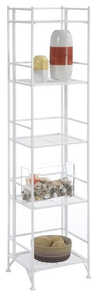Convenience Concepts Xtra Storage Five-Tier Folding Shelf in White Metal Finish