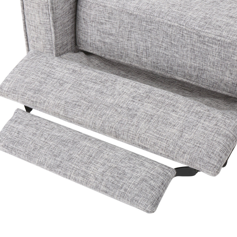 GDF Studio Macedonia Mid-Century Modern Button Tufted Fabric Recliner, Light Gray Tweed Fabric